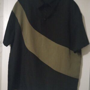 Manfinity men's short sleeves shirt blk/drk green sizeM work party wear